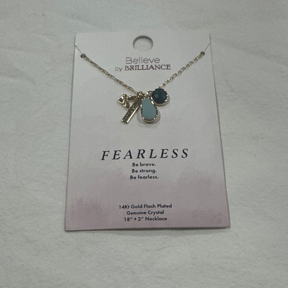 Gold Necklace with Blue and White Accents